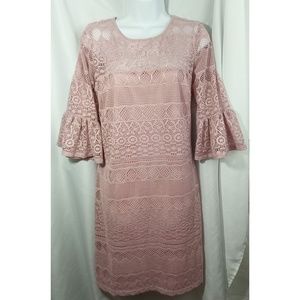 6 for $25  soft pink bell sleeves midi dress